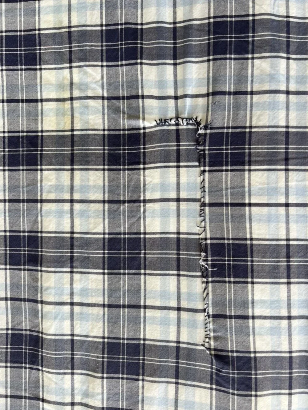 POTTERY BARN KIDS Plaid Duvet Cover Twin Navy Blue White 100% Cotton Children